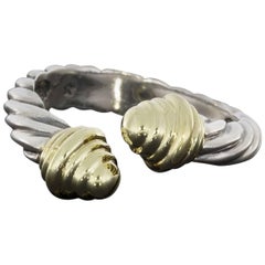 David Yurman Classic Cable Bypass Silver and Gold Ring