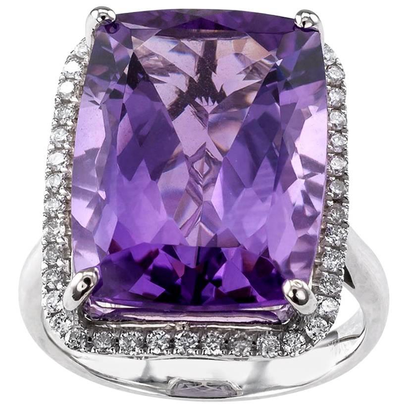 Amethyst Diamond Gold Cocktail Ring