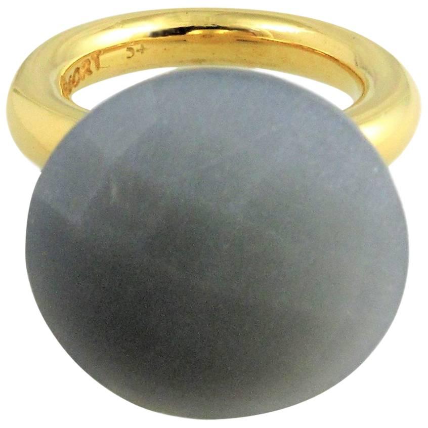 Women's Bonds of Union ' To a Dream Planet ' Grey Moonstone Yellow Gold Plated Ring For Sale