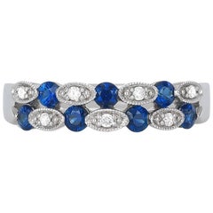 Jewels by Jacob White Gold Diamond and Sapphire Ring