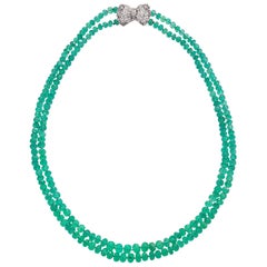 Faceted Double Strand Emerald Bead Necklace