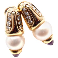 Bulgari Diamond Amethyst Cultured Pearl Earrings
