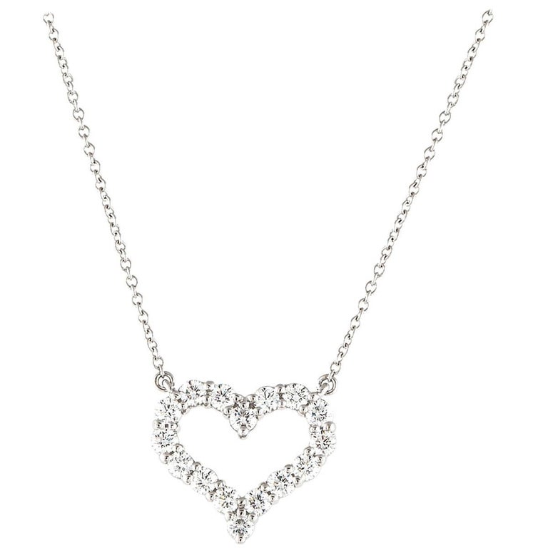 Tiffany and Co. Diamond Heart Necklace at 1stDibs | platinum heart necklace