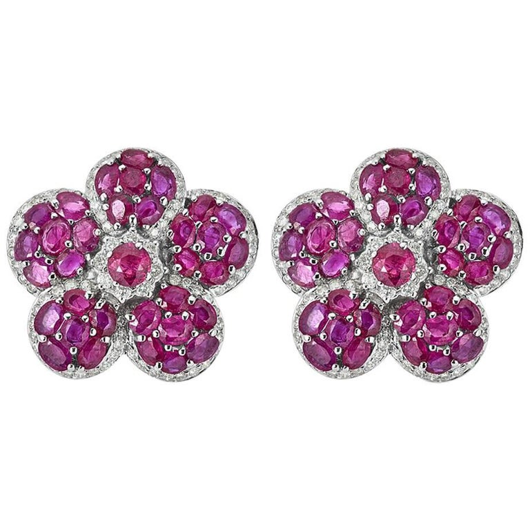 Ruby and Diamond Earrings For Sale at 1stDibs