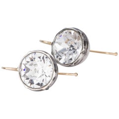 Paste Crystal, Sterling Silver and 14 Karat Yellow Gold Drop Earrings