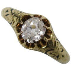 1867 Victorian Mine Cut Diamond Gold Ring