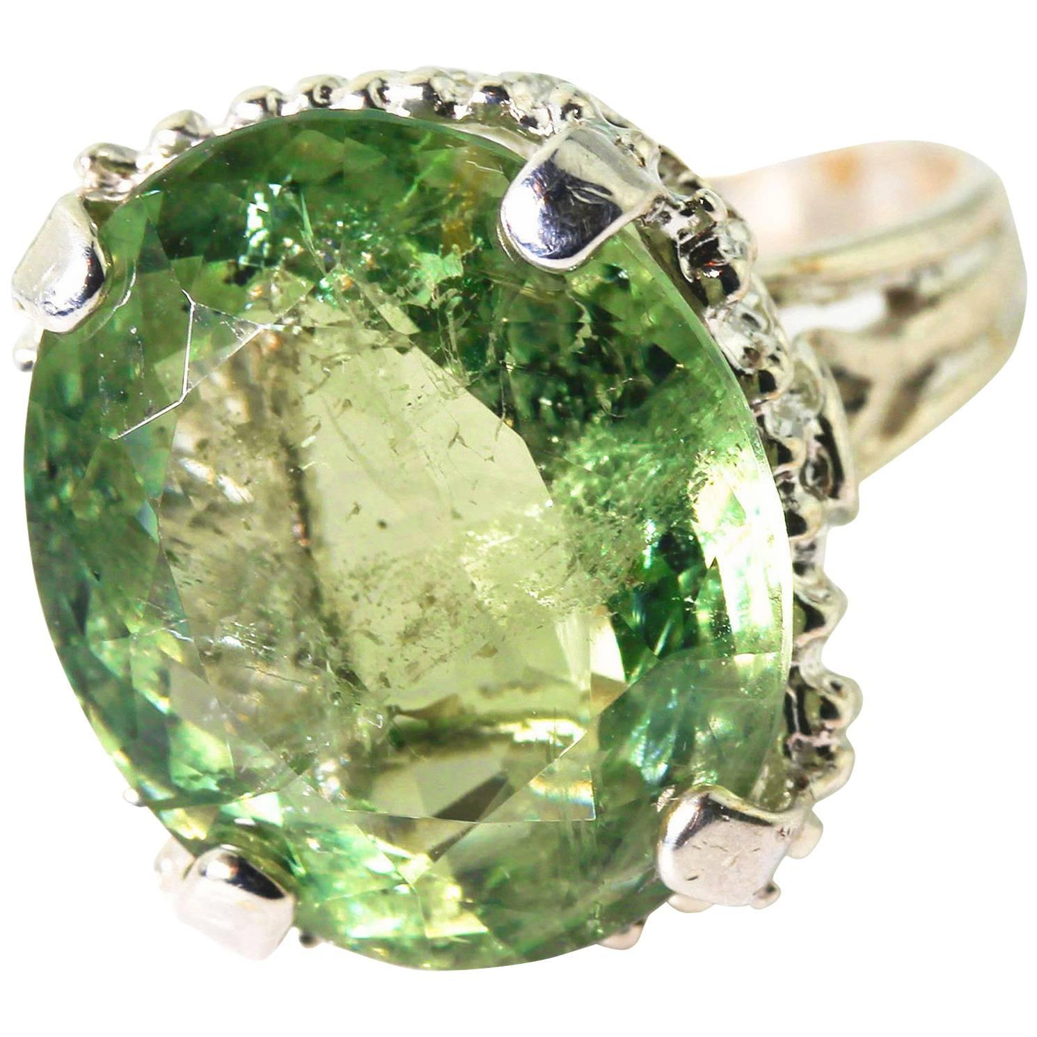 19 Carat Green Tourmaline Cocktail Ring