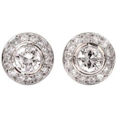 Art Deco Diamond Platinum Stud Earrings