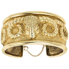 18 Karat Gold Aries Ram’s Head Cuff Bracelet