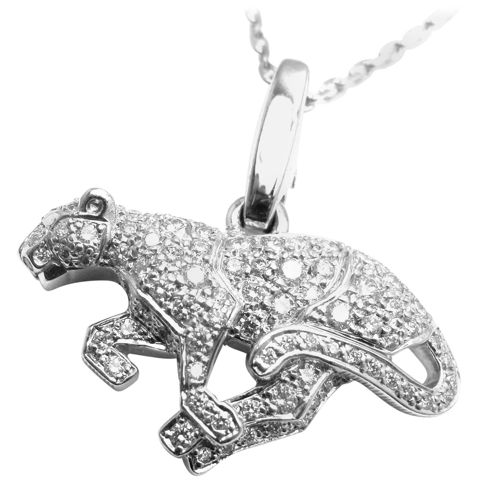 Cartier Panther Diamond White Gold Pendant Necklace