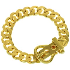 Hermès Boucle Sellier Heavy Curb Link Chain Buckle Bracelet 1980