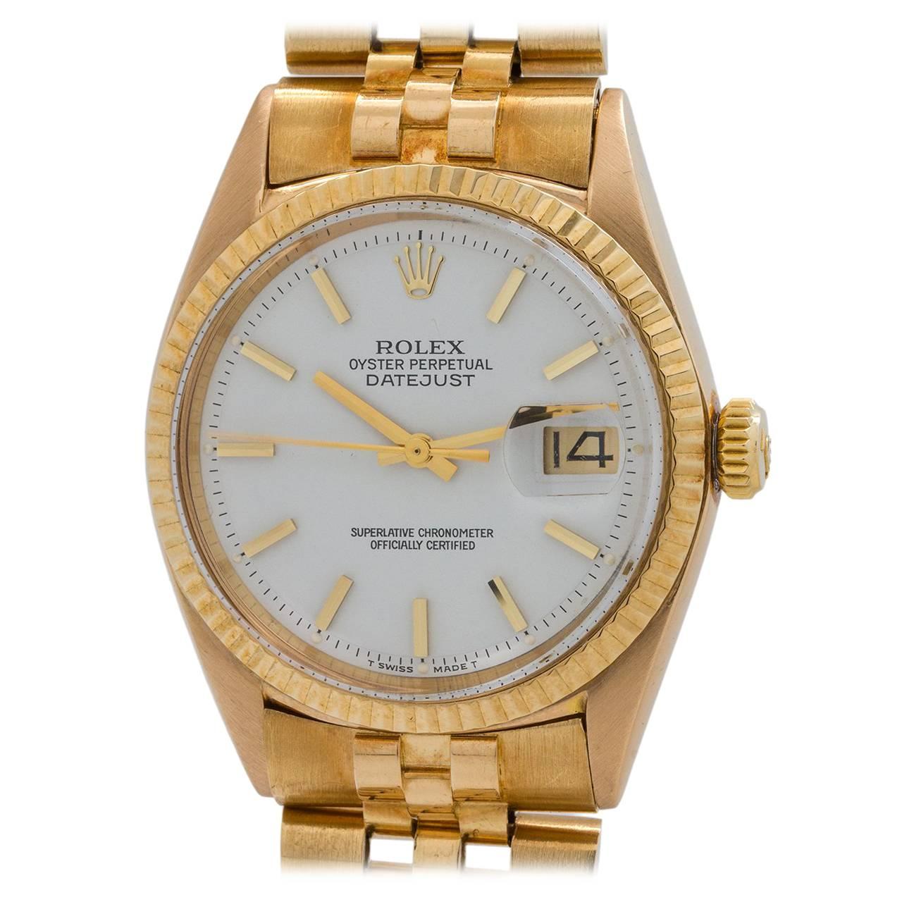 Rolex Yellow Gold Datejust Self Winding Wristwatch Ref 1601, circa 1970