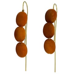 Angela Pintaldi Natural Amber Modernist Pendant Earrings