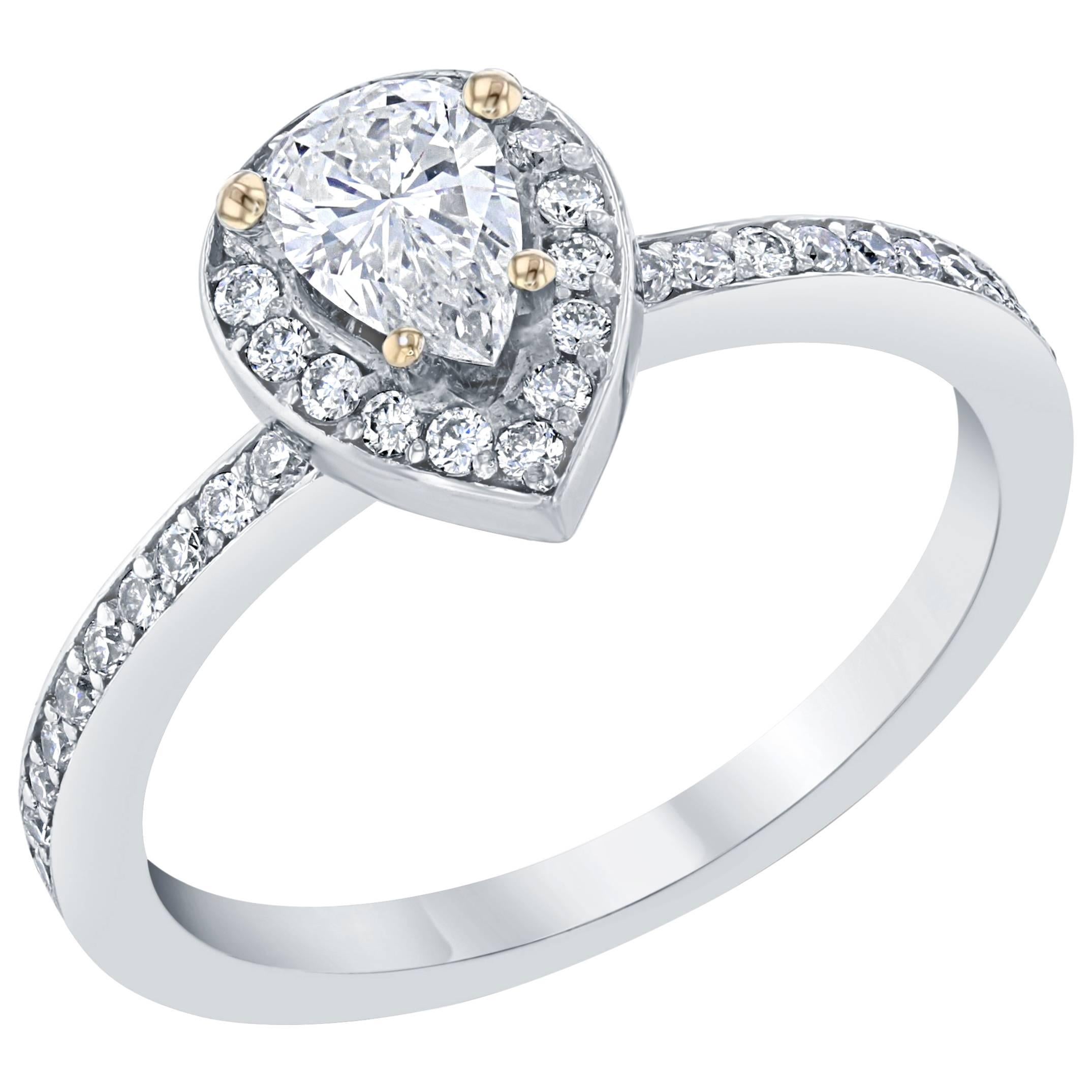 0.78 Carat Pear Cut Solitaire Diamond Ring