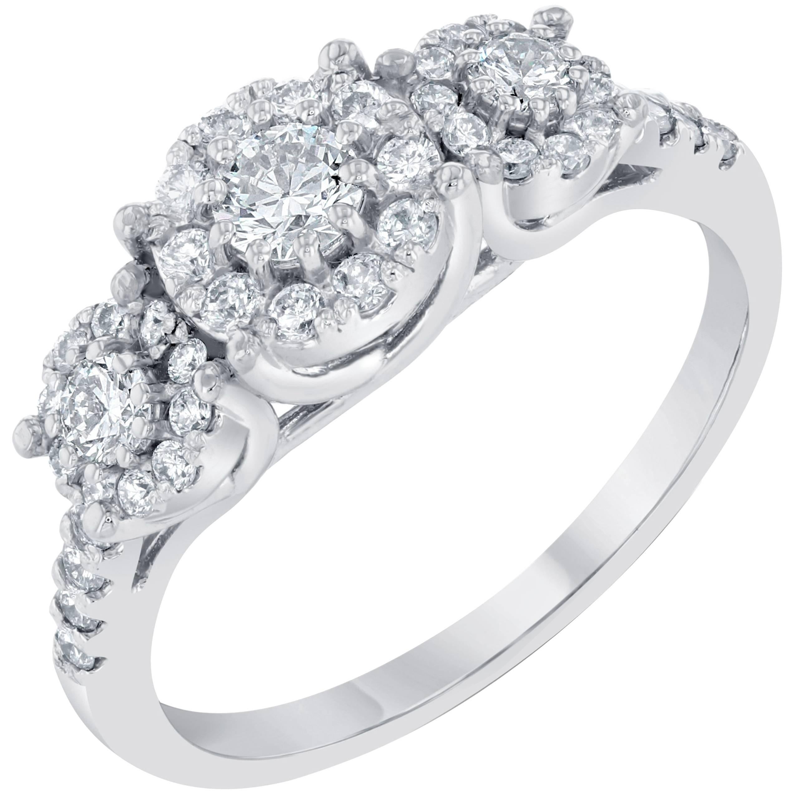 Three-Stone Diamond Round Invisible Ring