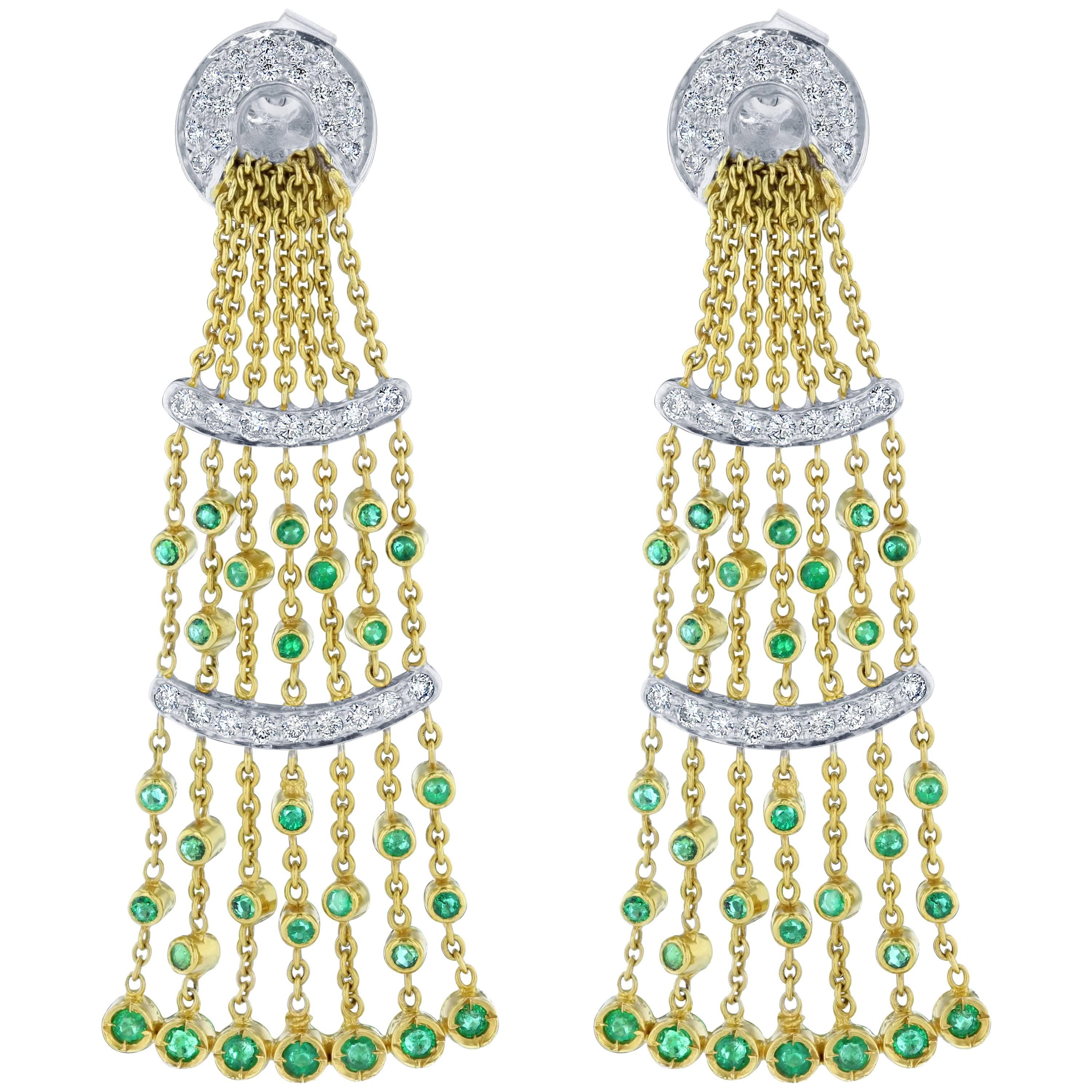 Emerald Diamond Dangle Earrings