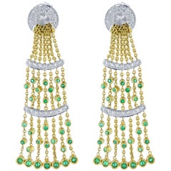 Emerald Diamond Dangle Earrings