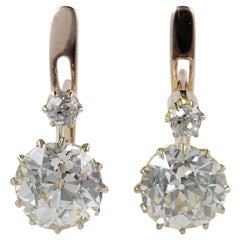 Antique Victorian 3.90 Carat Plus Diamond J/K VVS Earrings