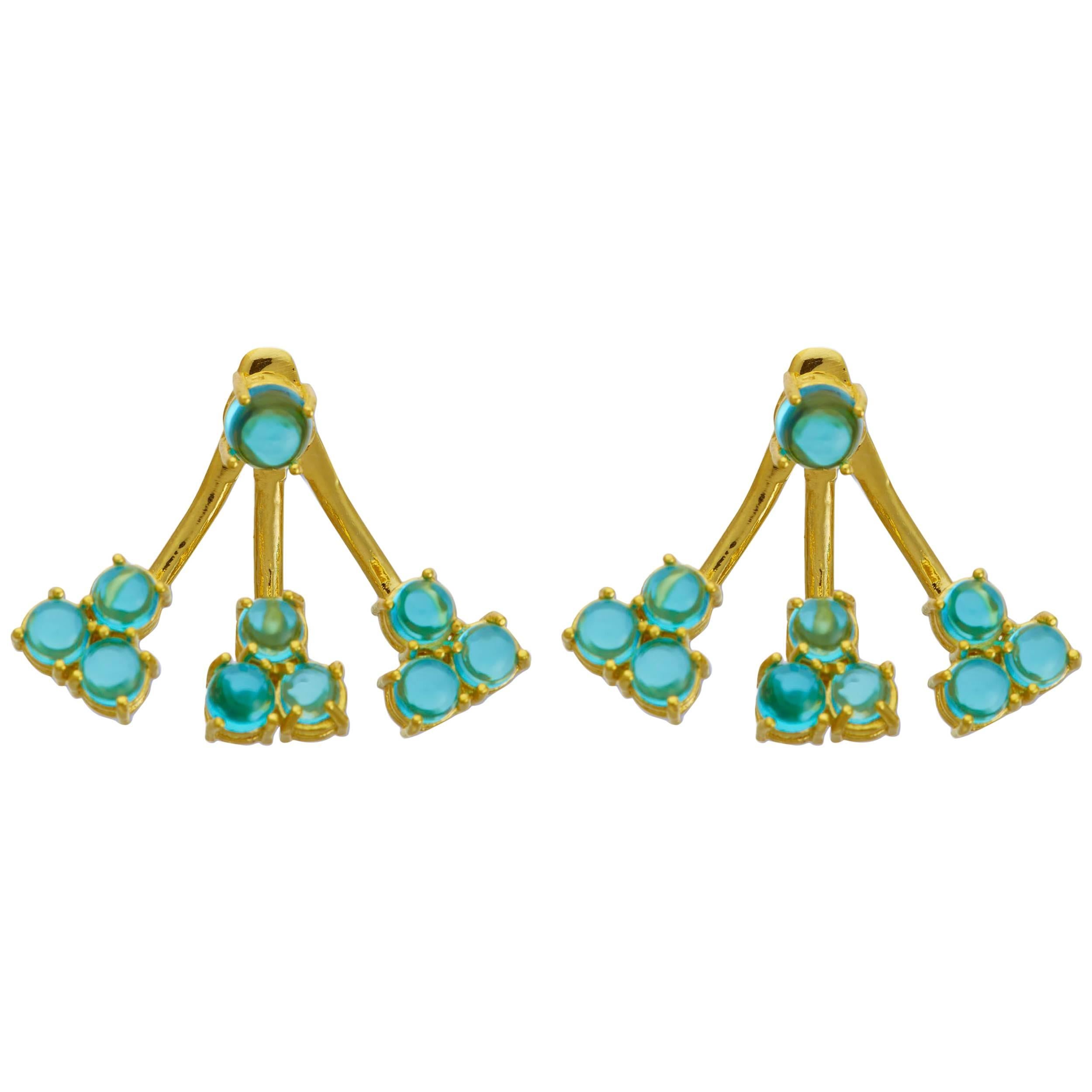 Jacket Earrings 18 Karat Yellow Gold Vermeil London Blue Amethyst Drop Earrings For Sale