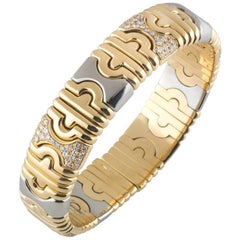 Bulgari Diamond, Gold, Stainless Steel Parentesi Bangle