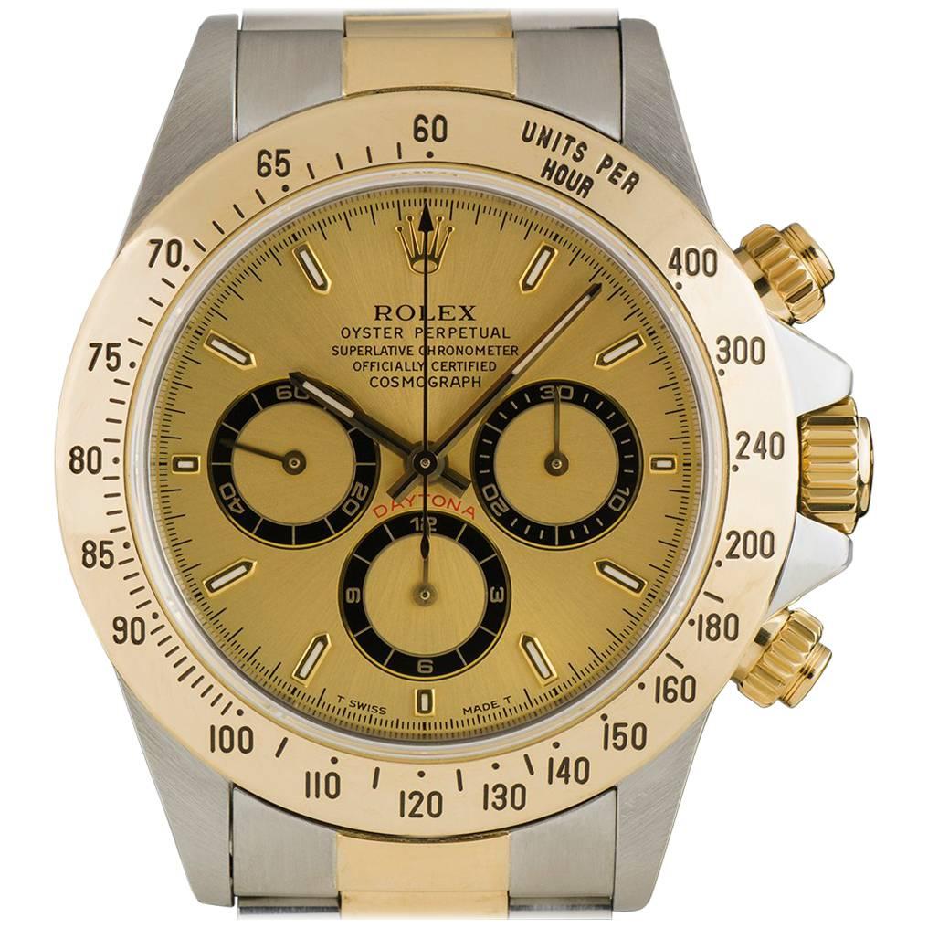Rolex Yellow Gold Stainless Steel Zenith Movement Daytona Automatic Wristwatch