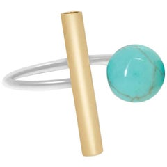 Geometric Ring in Sterling Silver with Turquoise by Allison Bryan