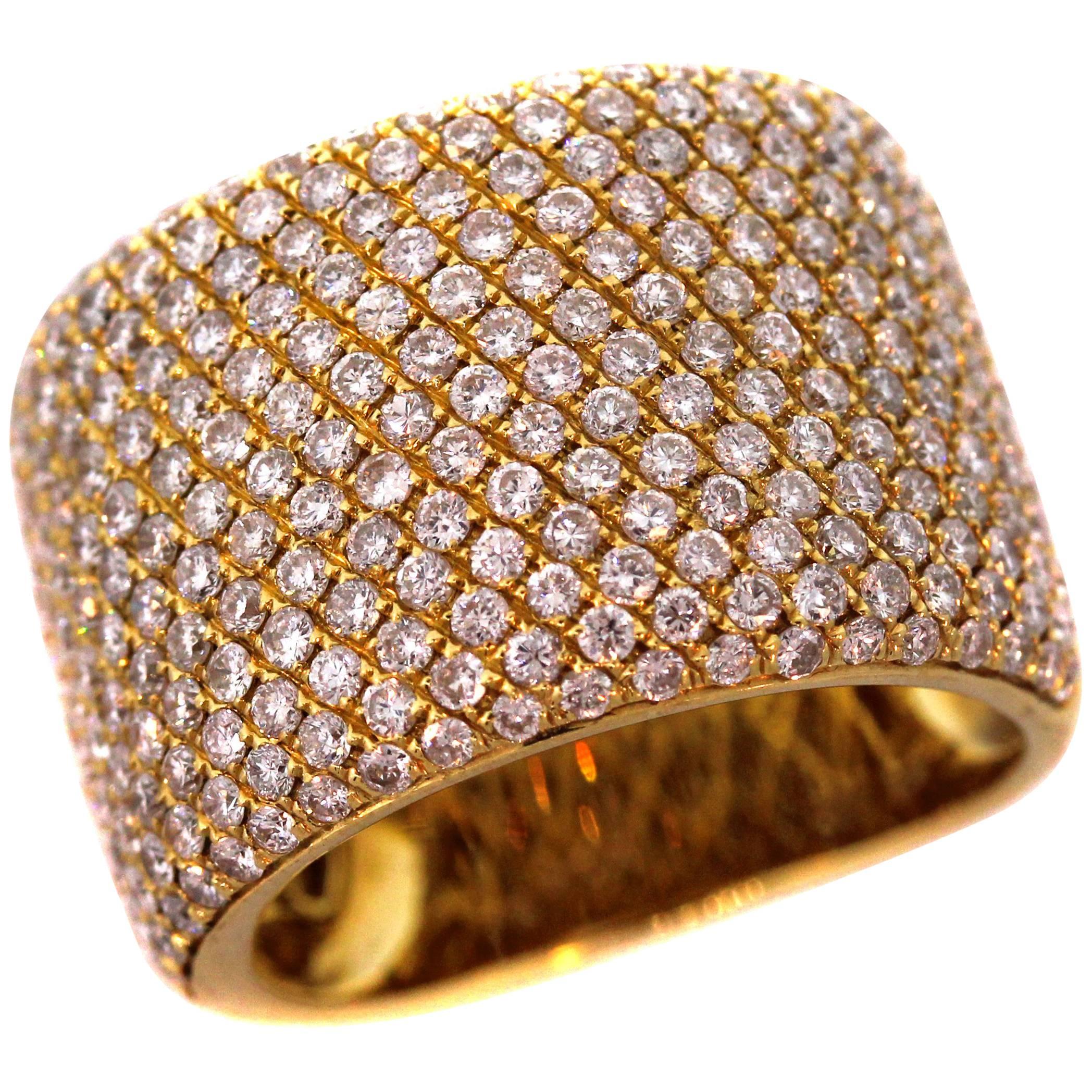 Yellow Gold and Diamond Wide Band Ring