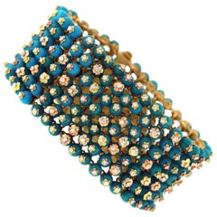 Stambolian Sleeping Beauty Turquoise Diamond Gold Bracelet