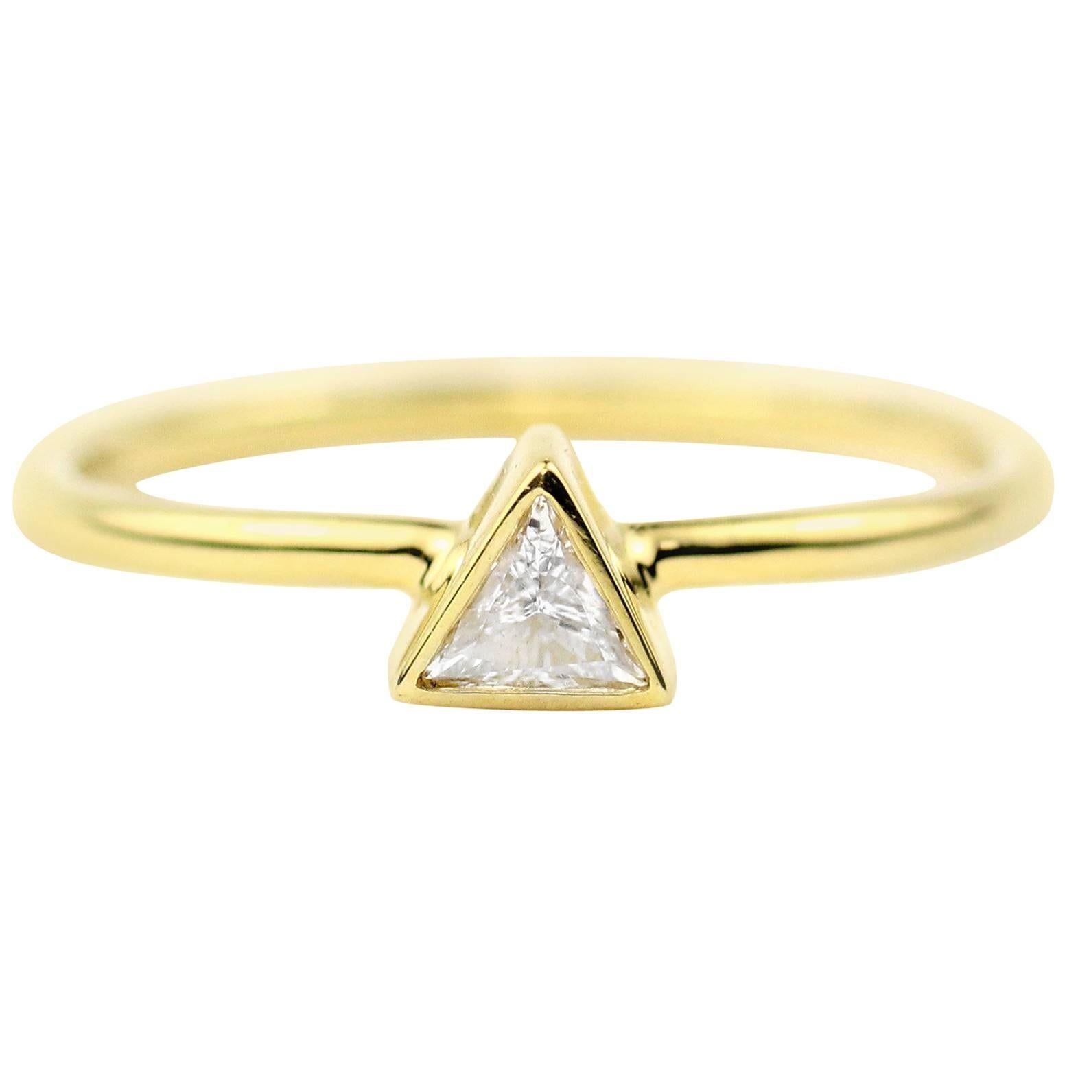 Julius Cohen Gold and Triangle Diamond Ring