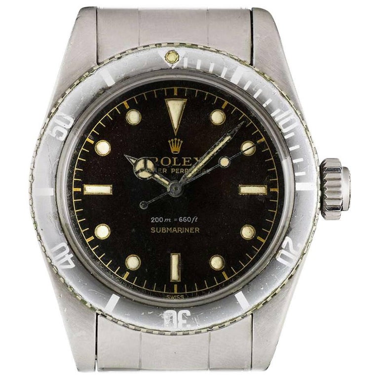Vintage Rolex Stainless Steel Submariner James Bond Big Crown Automatic Watch For Sale