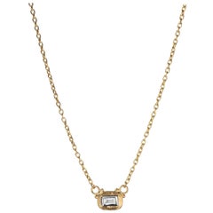 Lika Behar “Dylan” Baguette Diamond Necklace in 24 Karat Yellow Gold