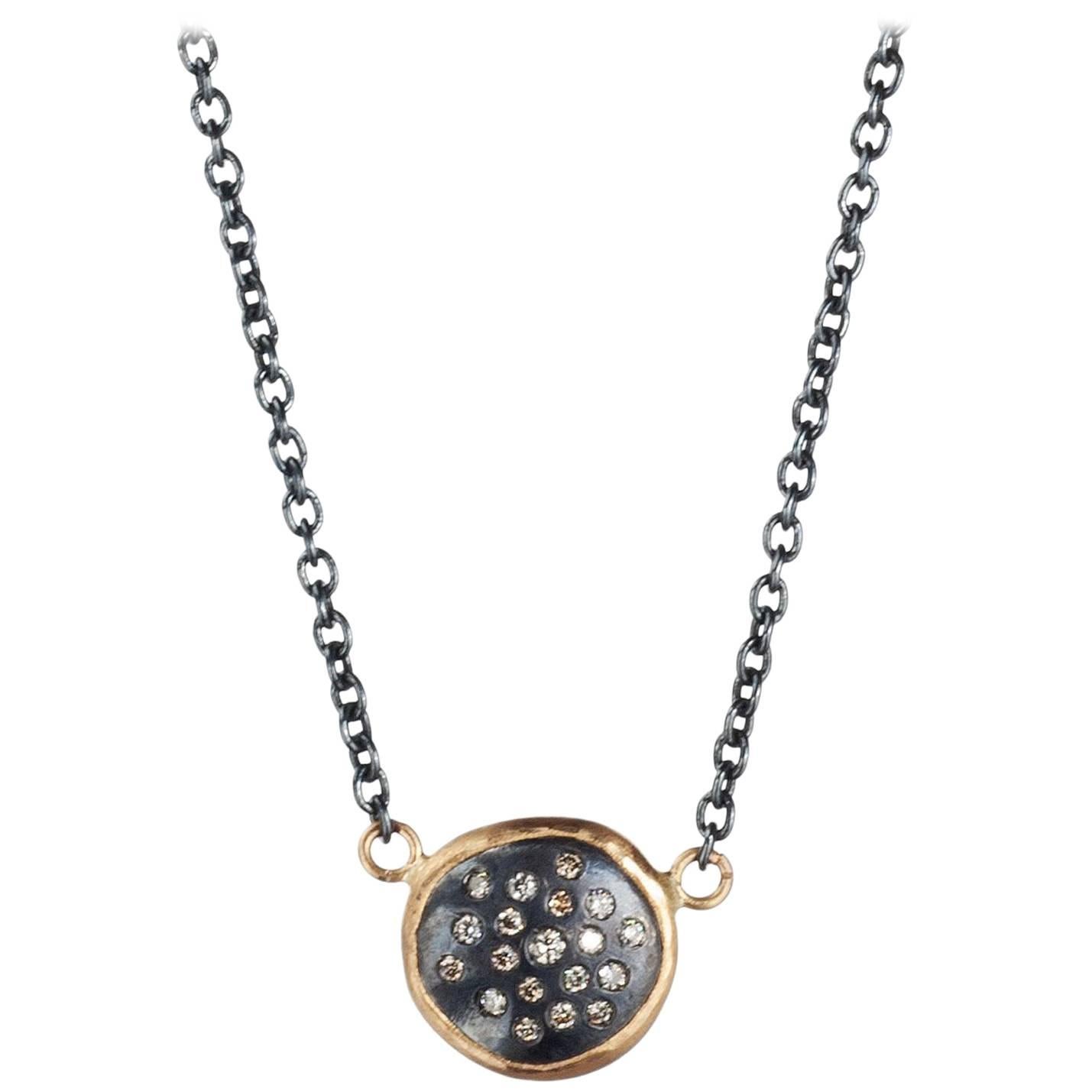Lika Behar Diamond Necklace in “Peach Glow” 22 Karat Rose Gold For Sale
