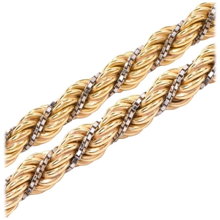 1970s Heavy Twisted Rope Gold Long Chain Necklace For Sale at 1stDibs