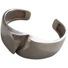 Retro Lapponia Sterling Silver "Darina" Cuff Bracelet by Bjorn Weckstrom