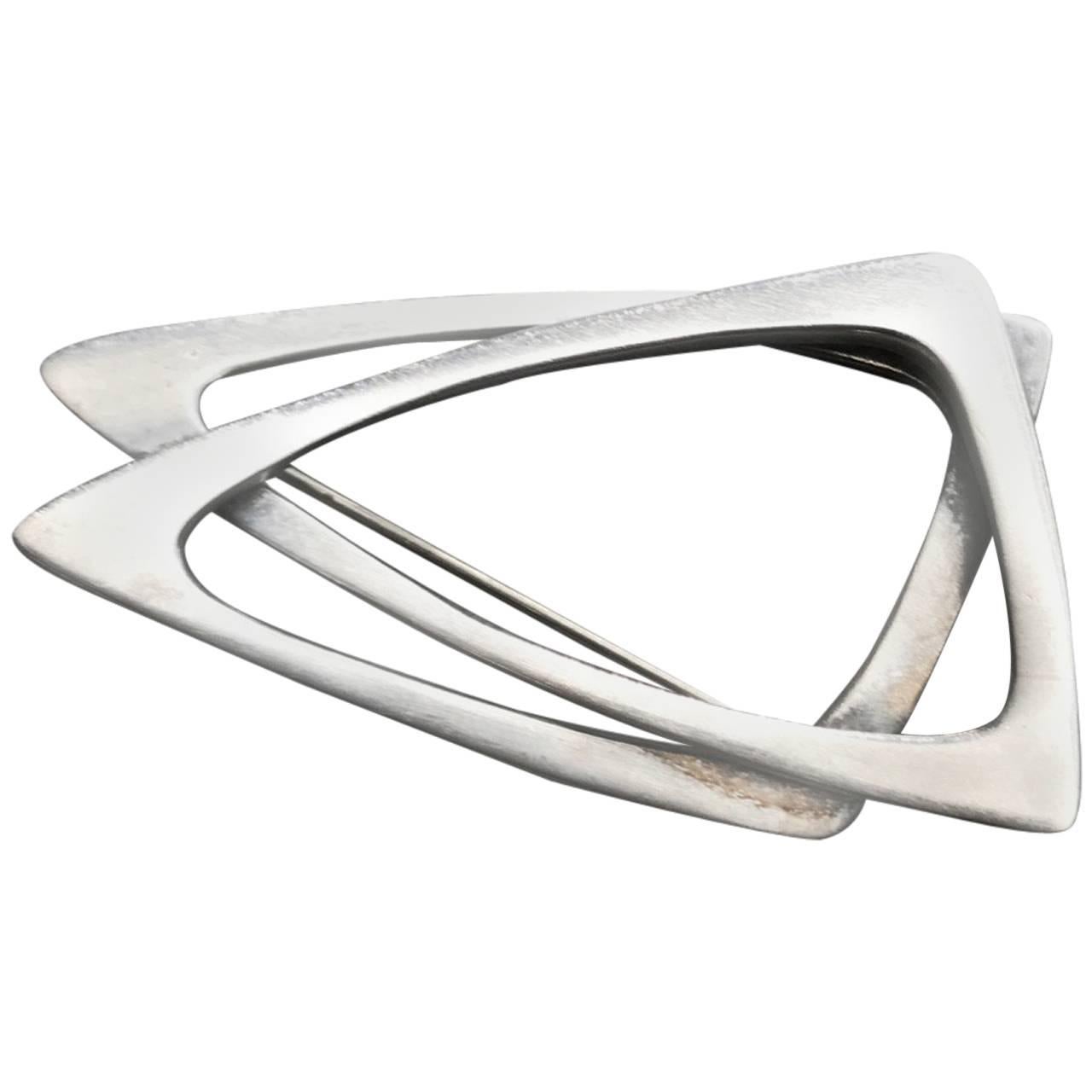 Sterling Silver "Triangles" Brooch by Poul Warmind For Sale