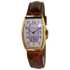 J.W. Benson Yellow Gold Tonneau Shaped Manual Wristwatch, circa 1930s