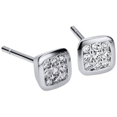 Udozzo, Unisex Ladies Men
s 18 Karat White Gold Studs Earrings