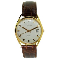 Royler Rose Gold Linen Dial Date Automatic Watch, 1960s