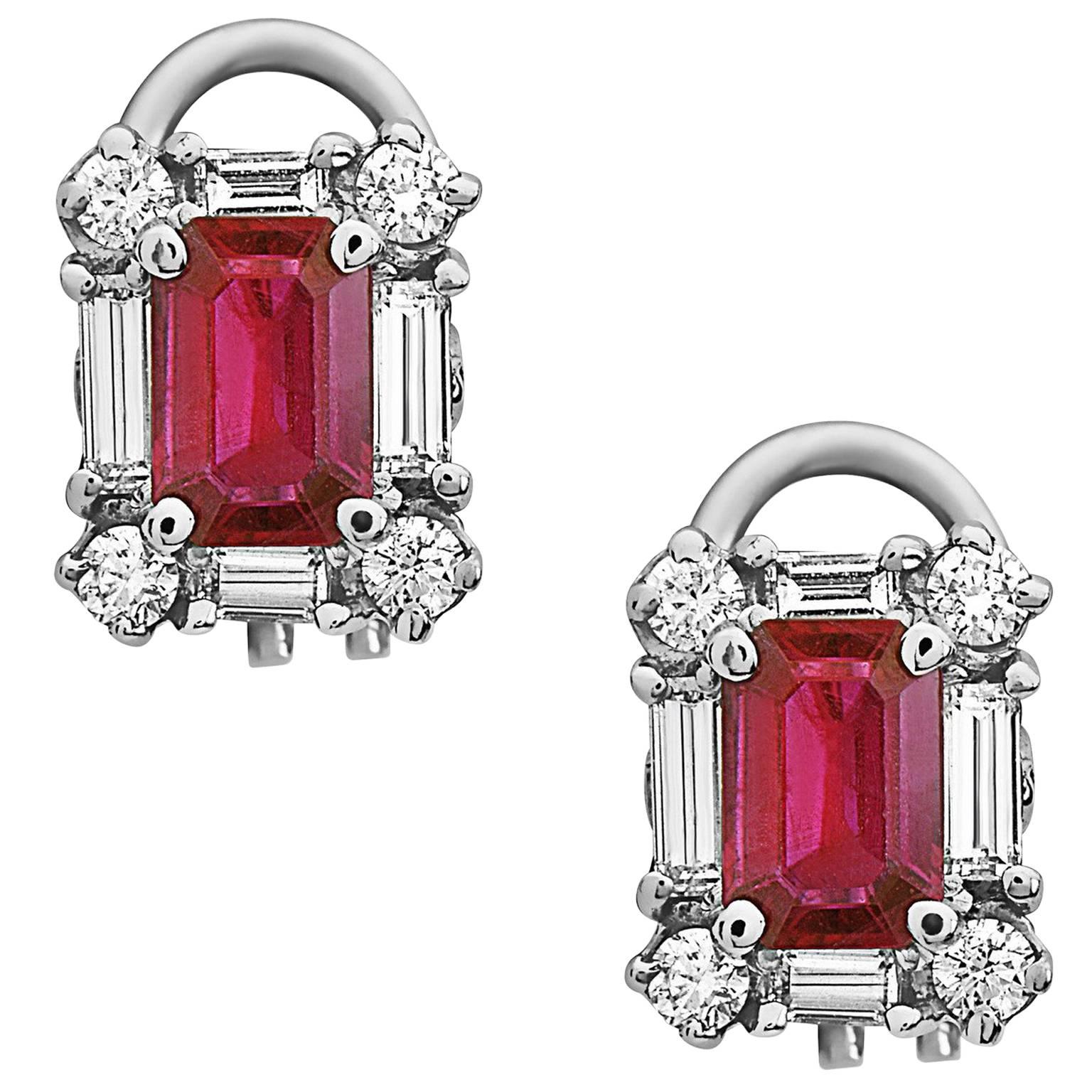 Emilio Jewelry Ruby Diamond Earrings