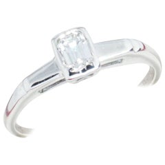 Retro Emerald Cut G/VS Diamond Engagement ring Set with Wedding Band