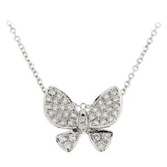 Jona White Diamond Gold Butterfly Pendant Necklace