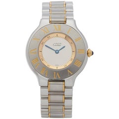 Retro Cartier Ladies Must De Cartier 21 Yellow Gold Stainless Steel Quartz Wristwatch