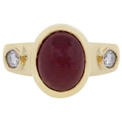 Oval Cabochon Ruby and Diamond Ring