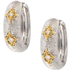 Italian Gold Diamond Hoop Earrings