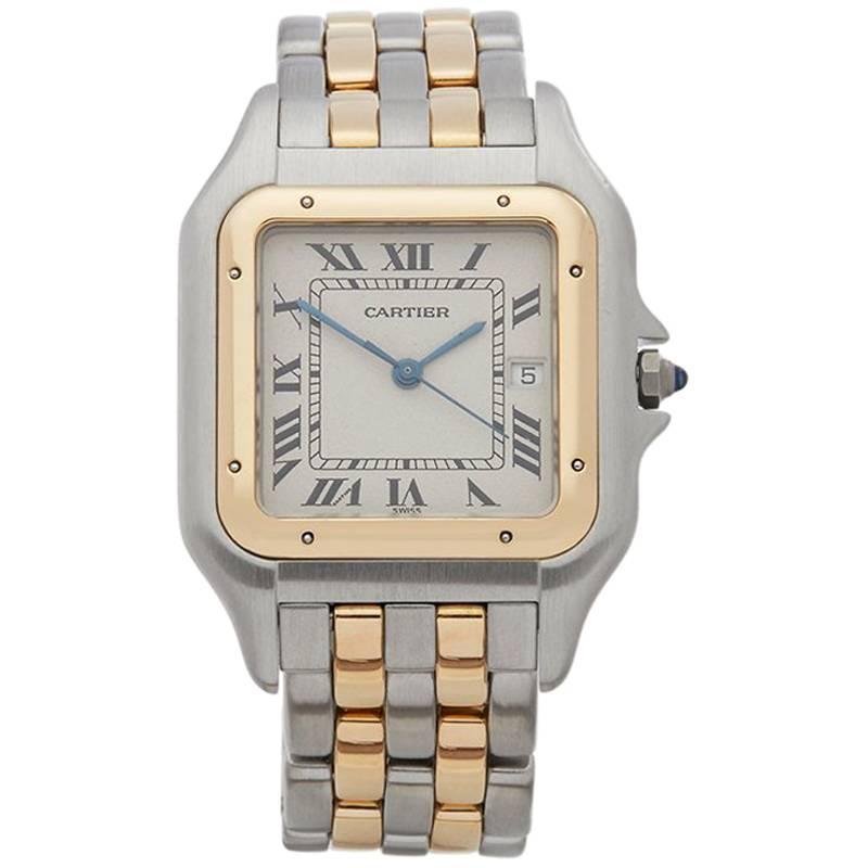Cartier Yellow Gold Stainless Steel Panthere Jumbo Quartz Wristwatch, 1990s