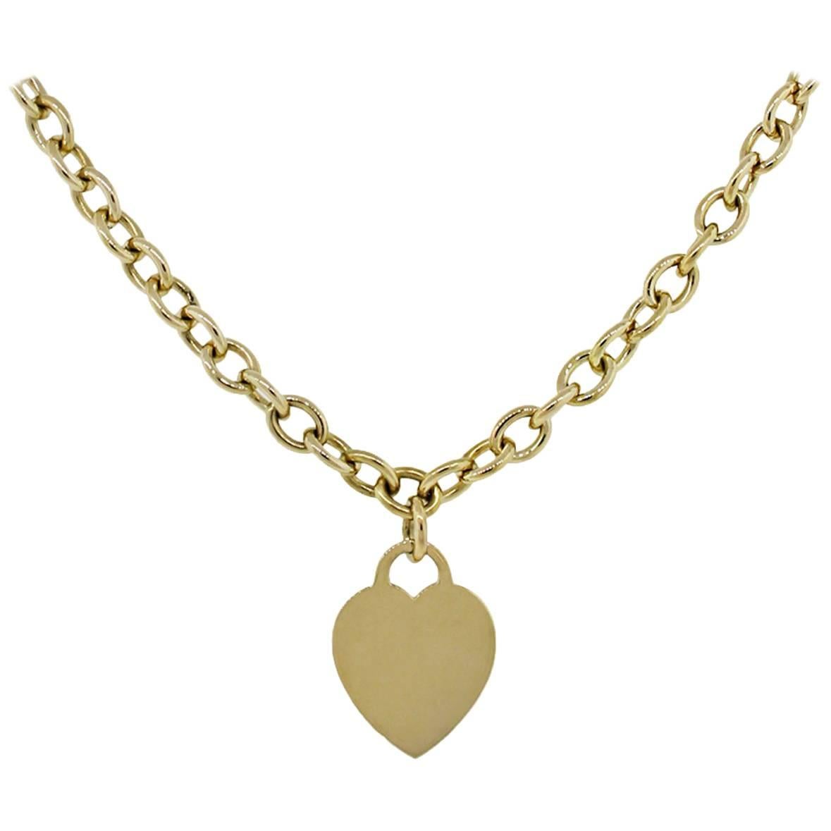 Tiffany Gold Heart Tag Necklace 8 For Sale on 1stDibs