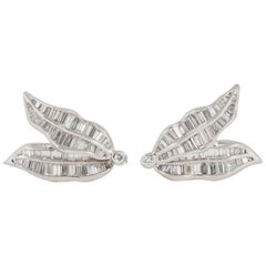 Vintage Diamond Baguette Cut Clip on Earrings