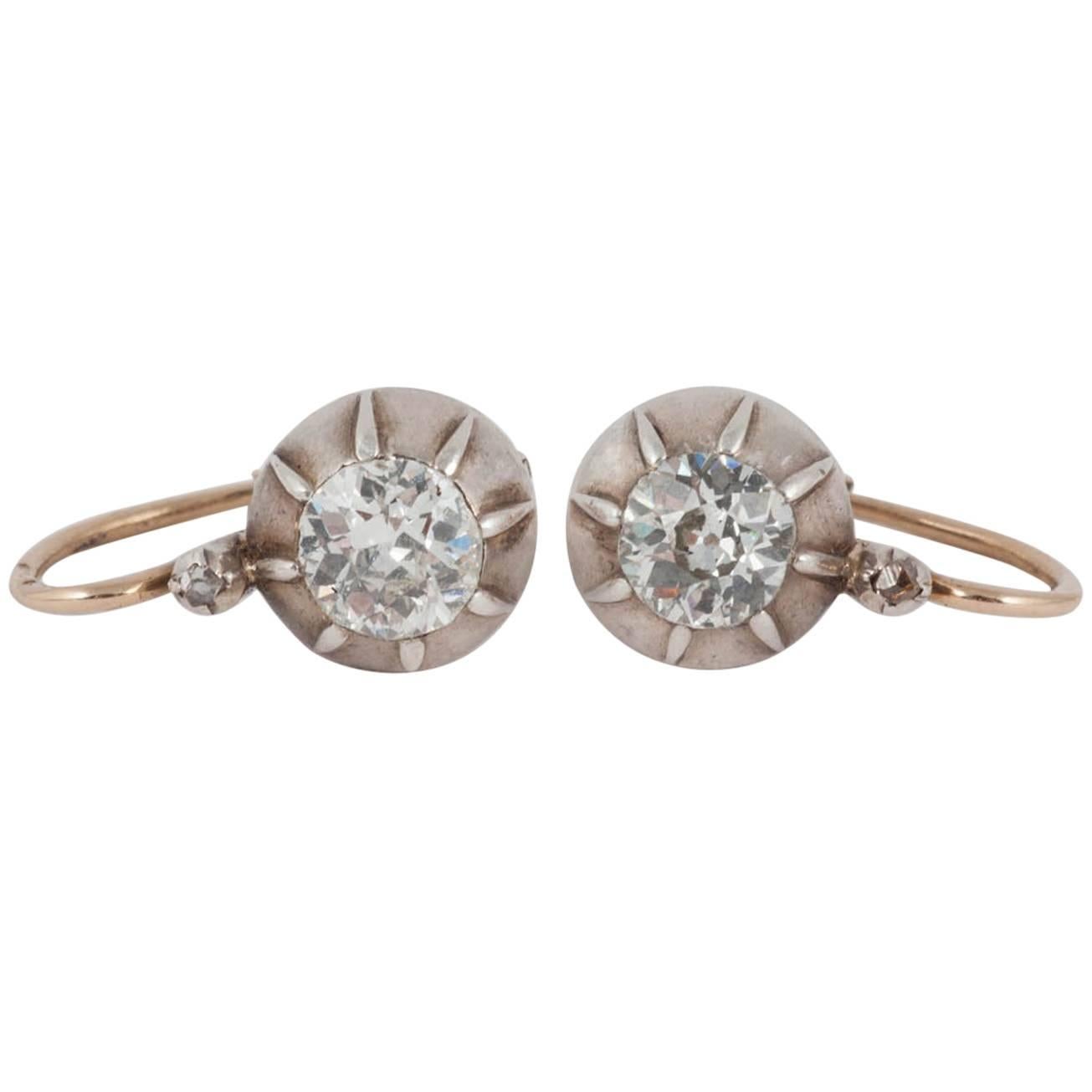 Victorian Diamond Drop Earrings For Sale