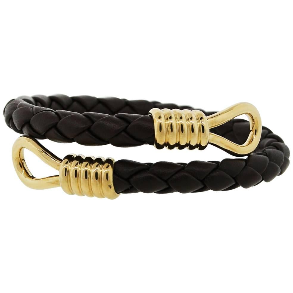 Braided Leather Mens Wrap Bracelet