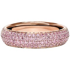 Micro-Pave Pink Diamond Gold Eternity Wedding Band